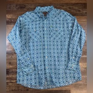 Ariat Men’s Western Button Up Shirt XL Blue Geometric